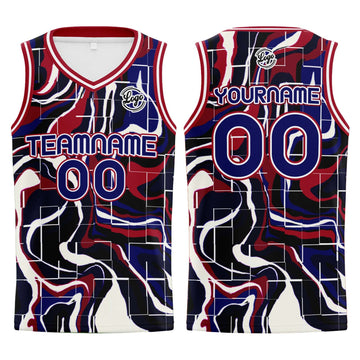 Custom Navy Red Basketball Jersey Uniform Suit Printed Your Logo Name Number