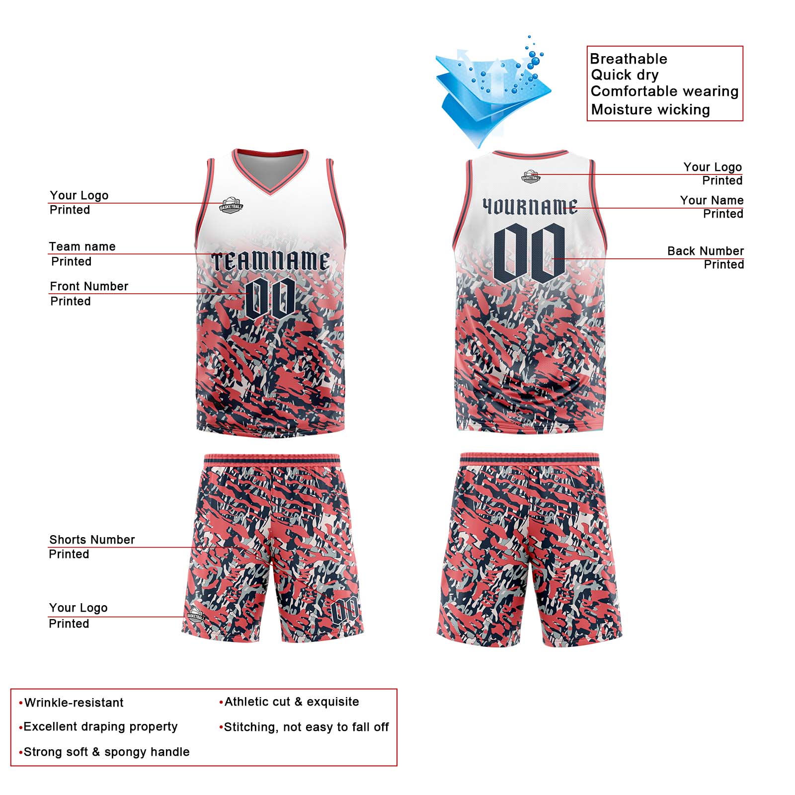 Custom White Pink Navy Basketball Jersey Uniform Suit Printed Your Logo Name Number