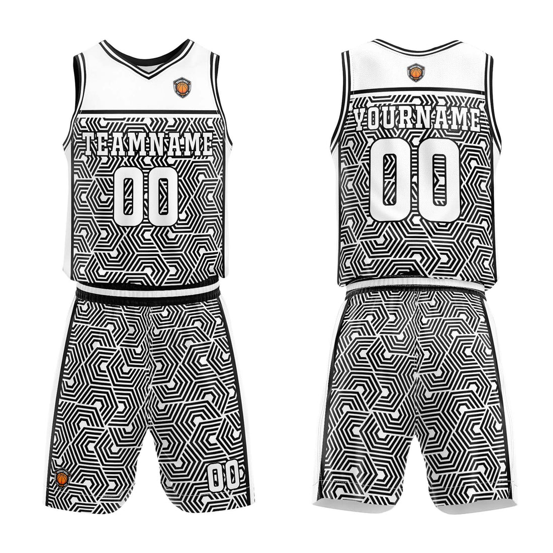 Custom White Black Basketball Jersey Uniform Suit Printed Your Logo Name Number