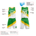 Custom Basketball Jersey Uniform Suit Printed Your Logo Name Number Green-Yellow-White