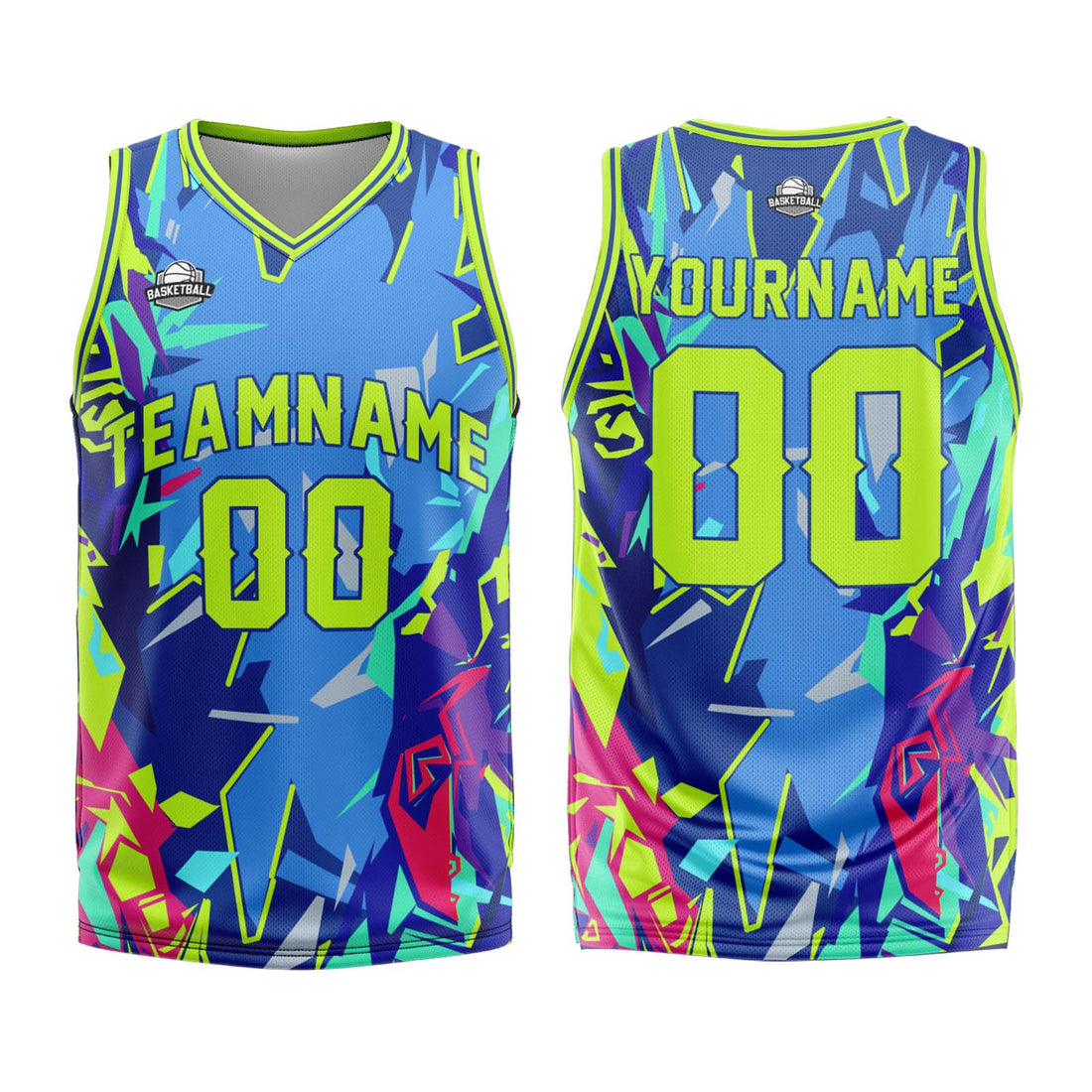 Custom Broken Neon Green Basketball Jersey Uniform Suit Printed Your Logo Name Number