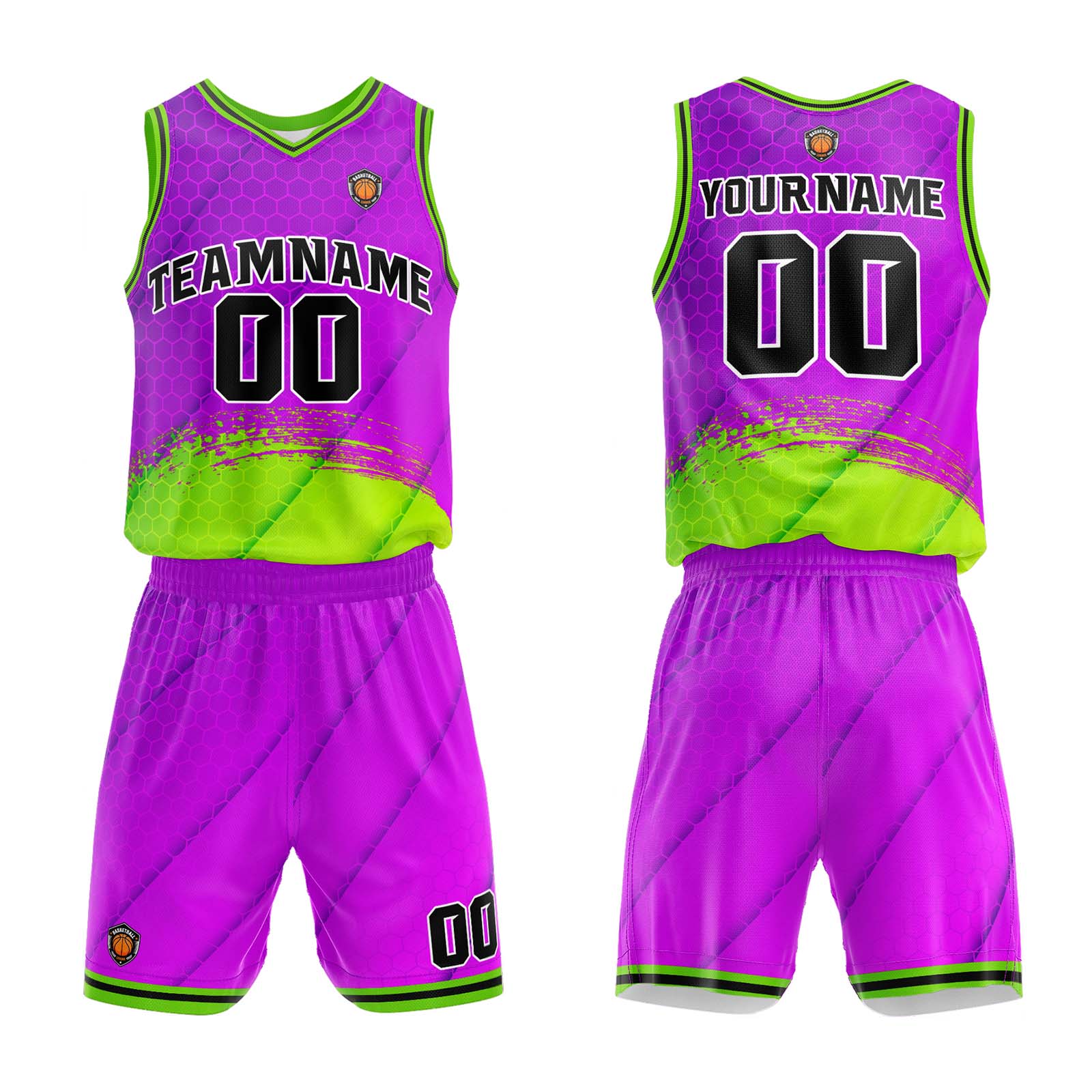 Custom Purple Green Basketball Jersey Uniform Suit Printed Your Logo Name Number