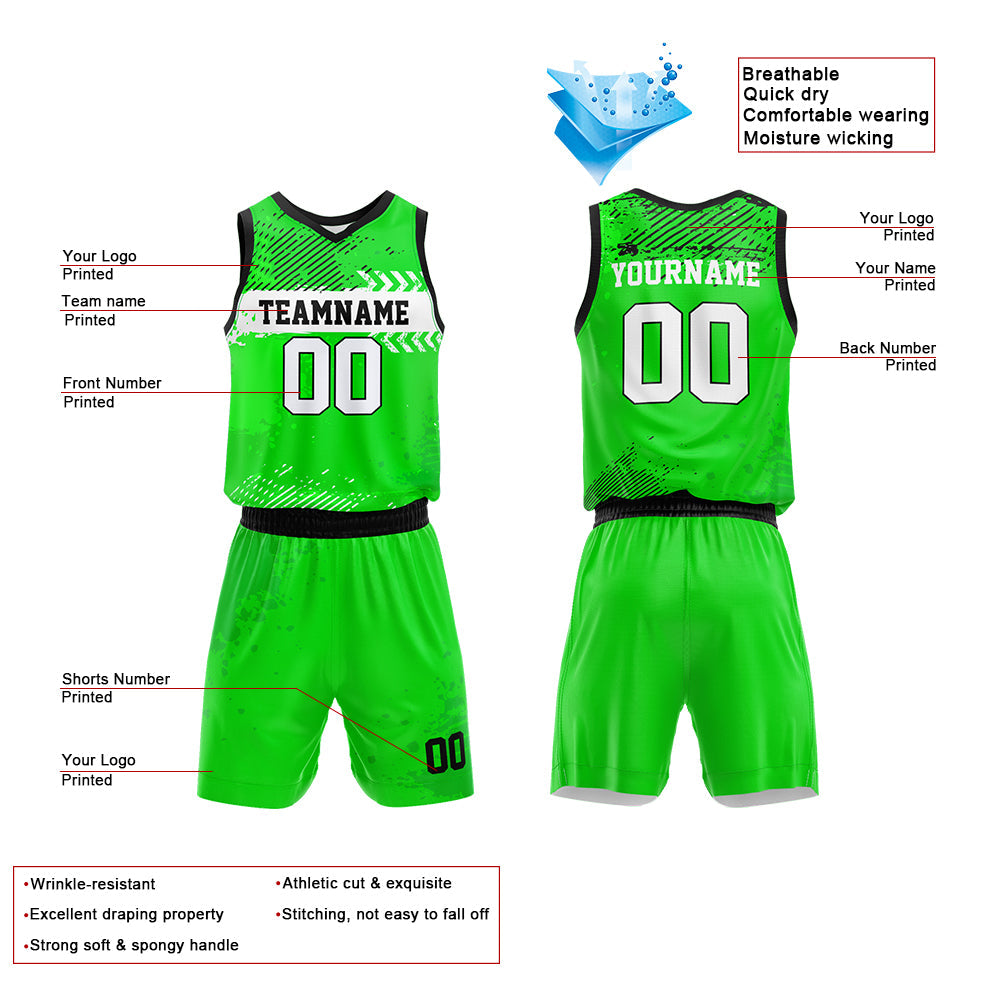 Custom Basketball Jersey Uniform Suit Printed Your Logo Name Number Green