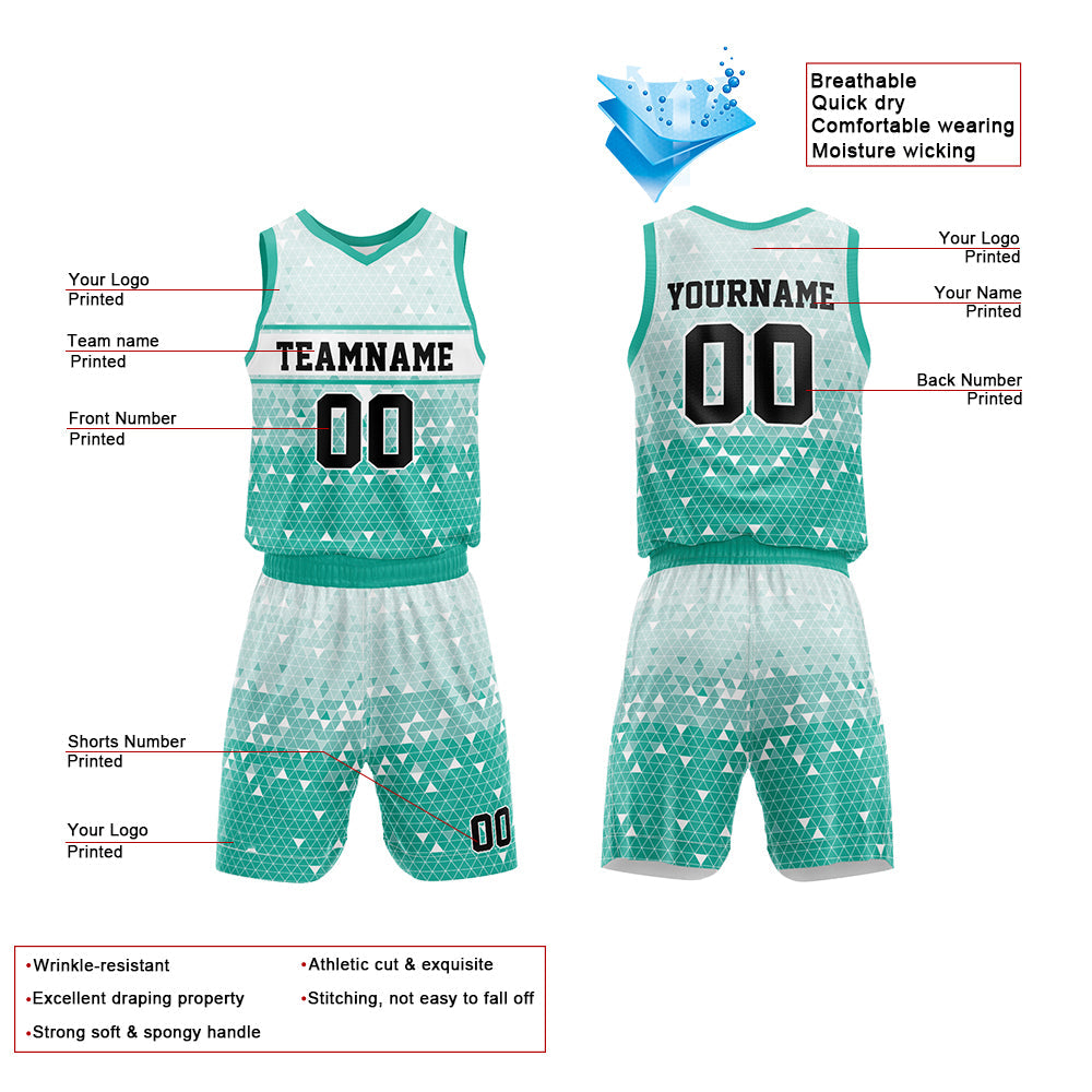 Custom Basketball Jersey Uniform Suit Printed Your Logo Name Number Green