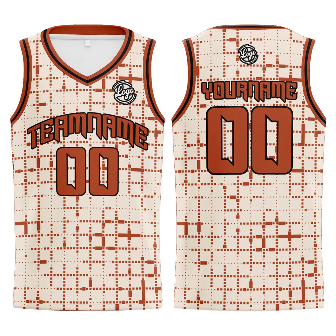 Custom Cream Reddish Brown Basketball Jersey Uniform Suit Printed Your Logo Name Number
