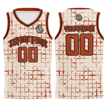 Custom Cream Reddish Brown Basketball Jersey Uniform Suit Printed Your Logo Name Number