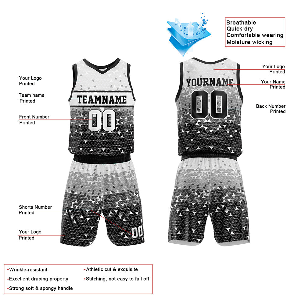 Custom Basketball Jersey Uniform Suit Printed Your Logo Name Number Black