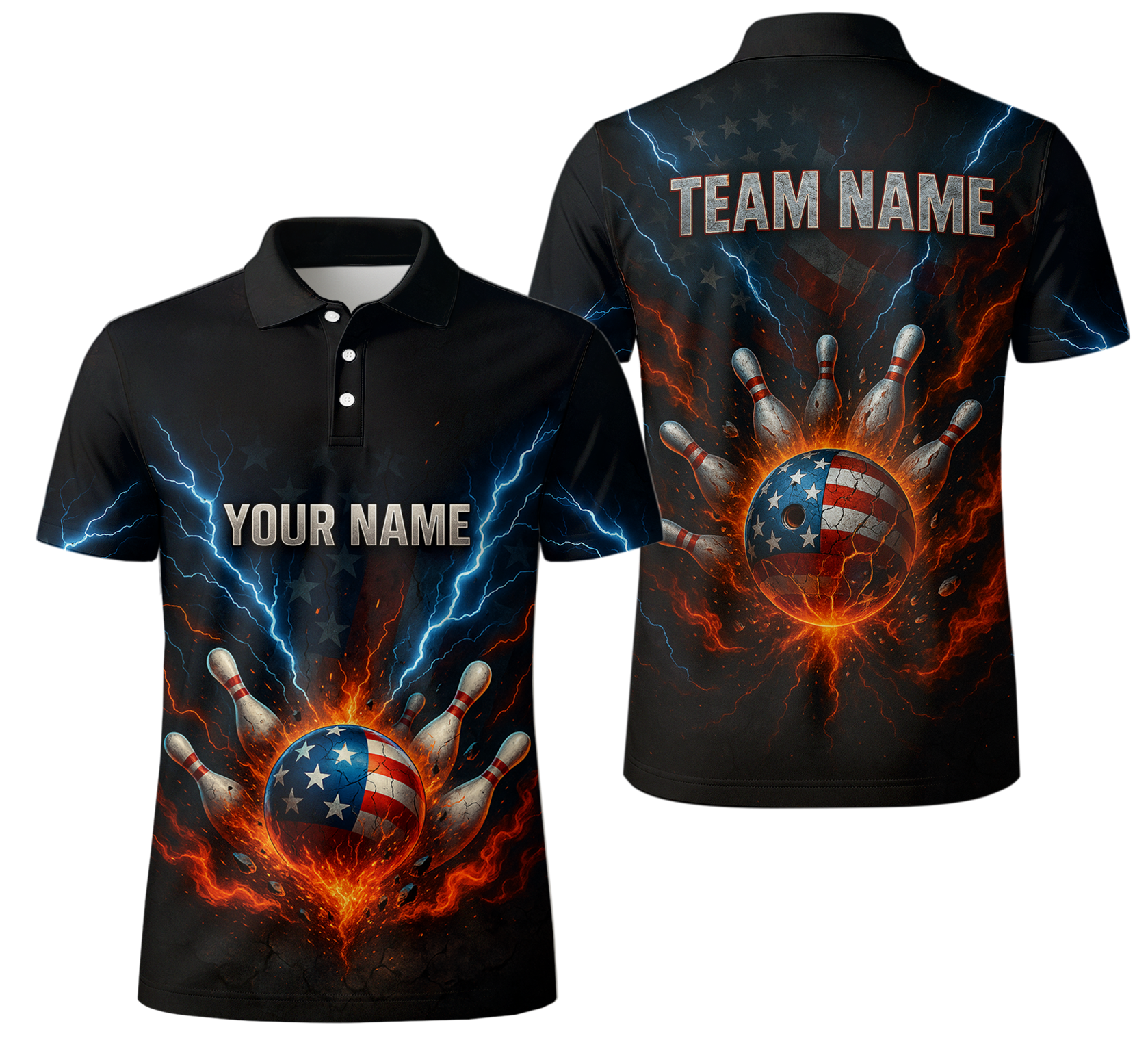 Patriotic Lightning Explosion Strike Bowling Jersey