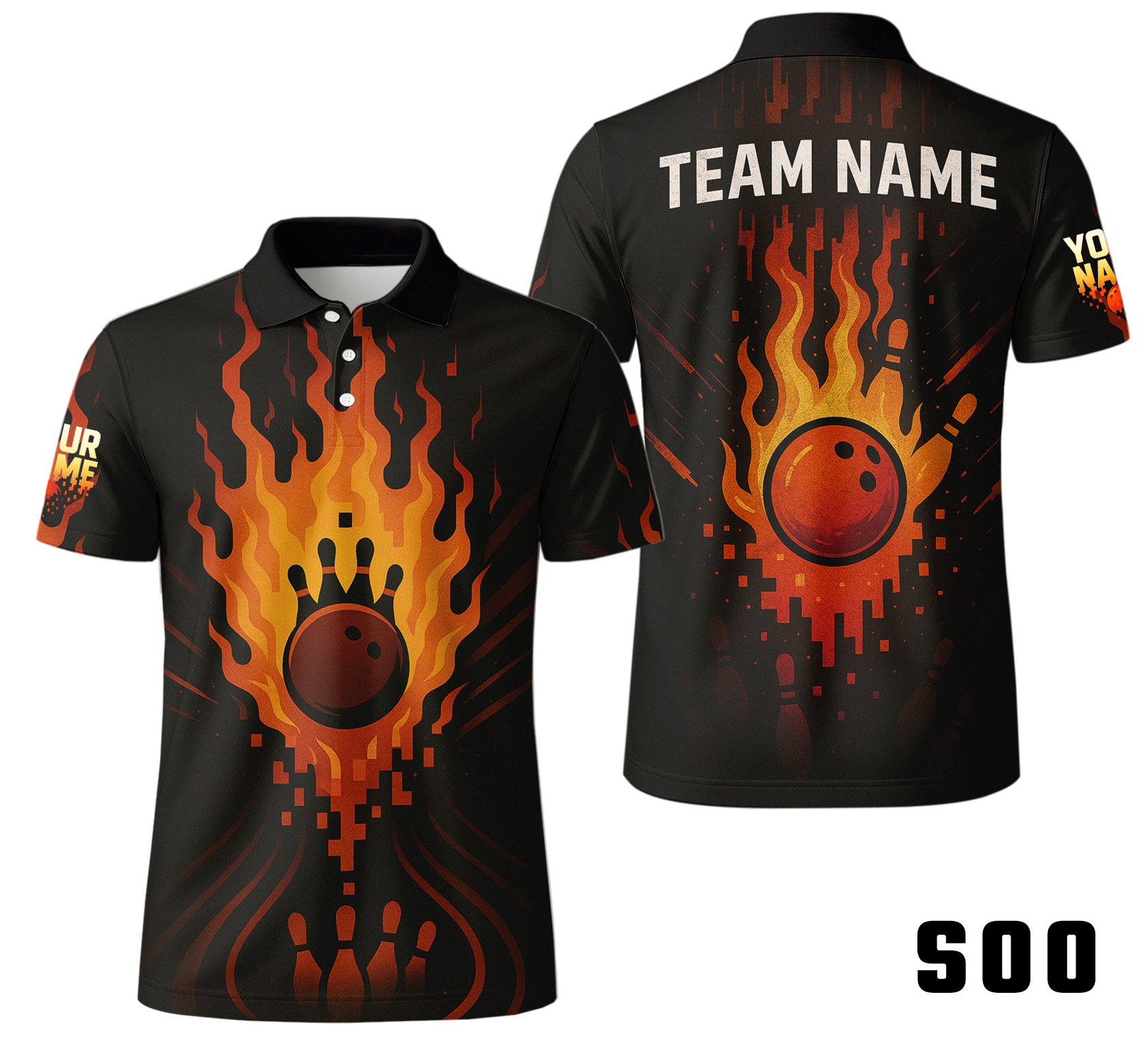 Fiery Flames Pixel Energy Bowling Jersey