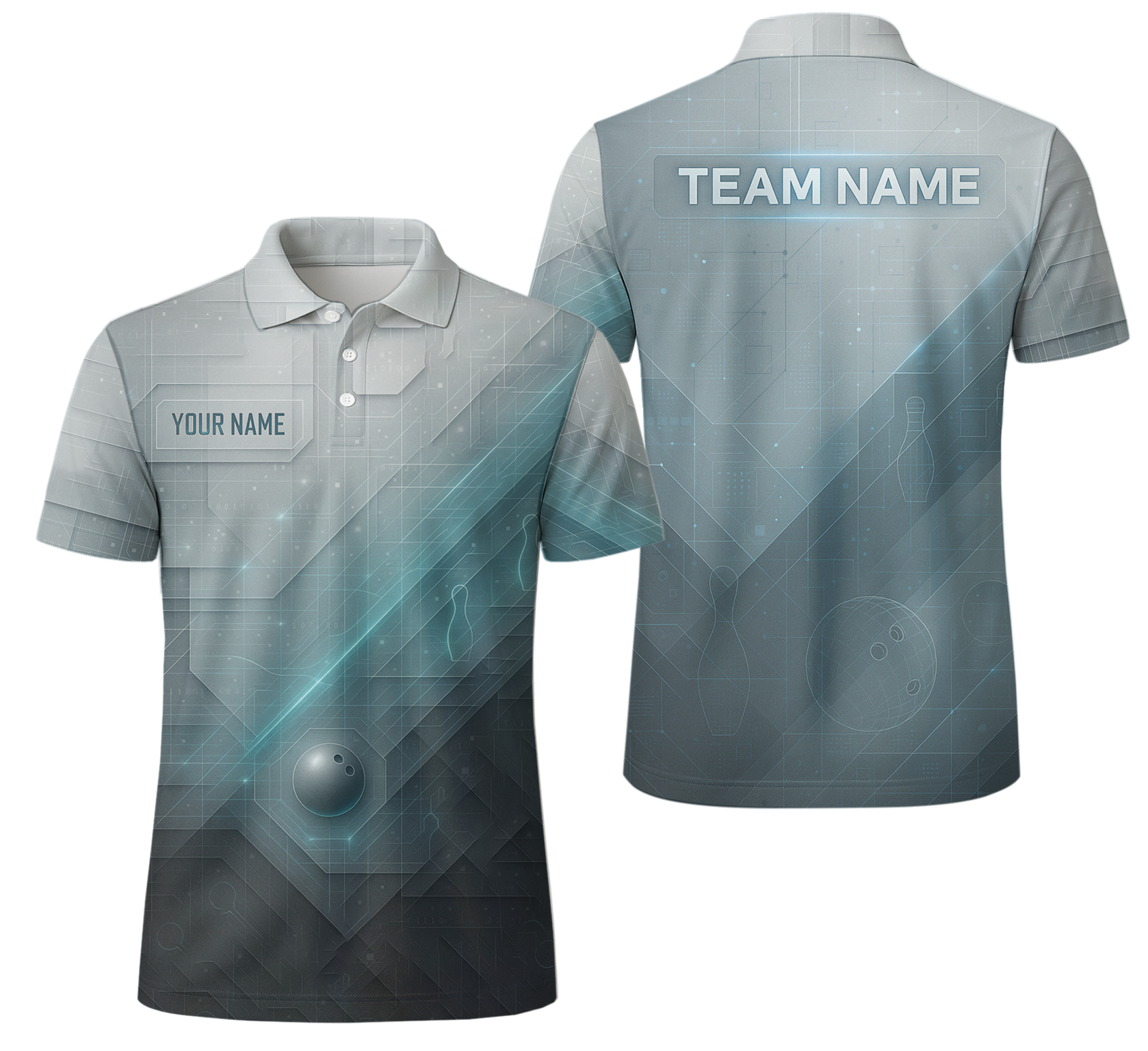 Futuristic Digital Grid Glow Bowling Jersey