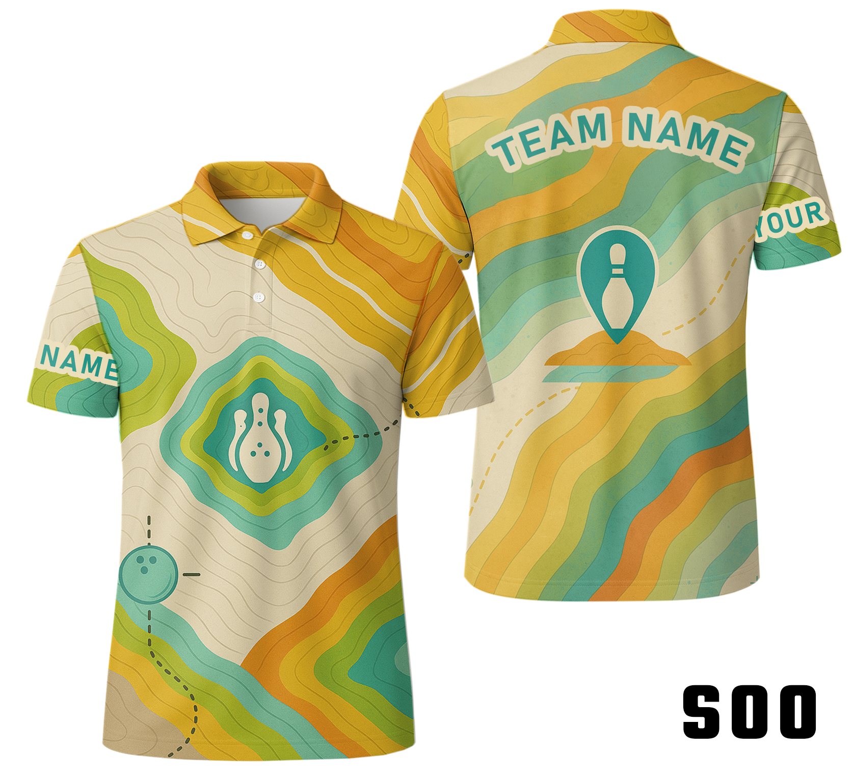 Vintage Contour Map Trail Bowling Jersey