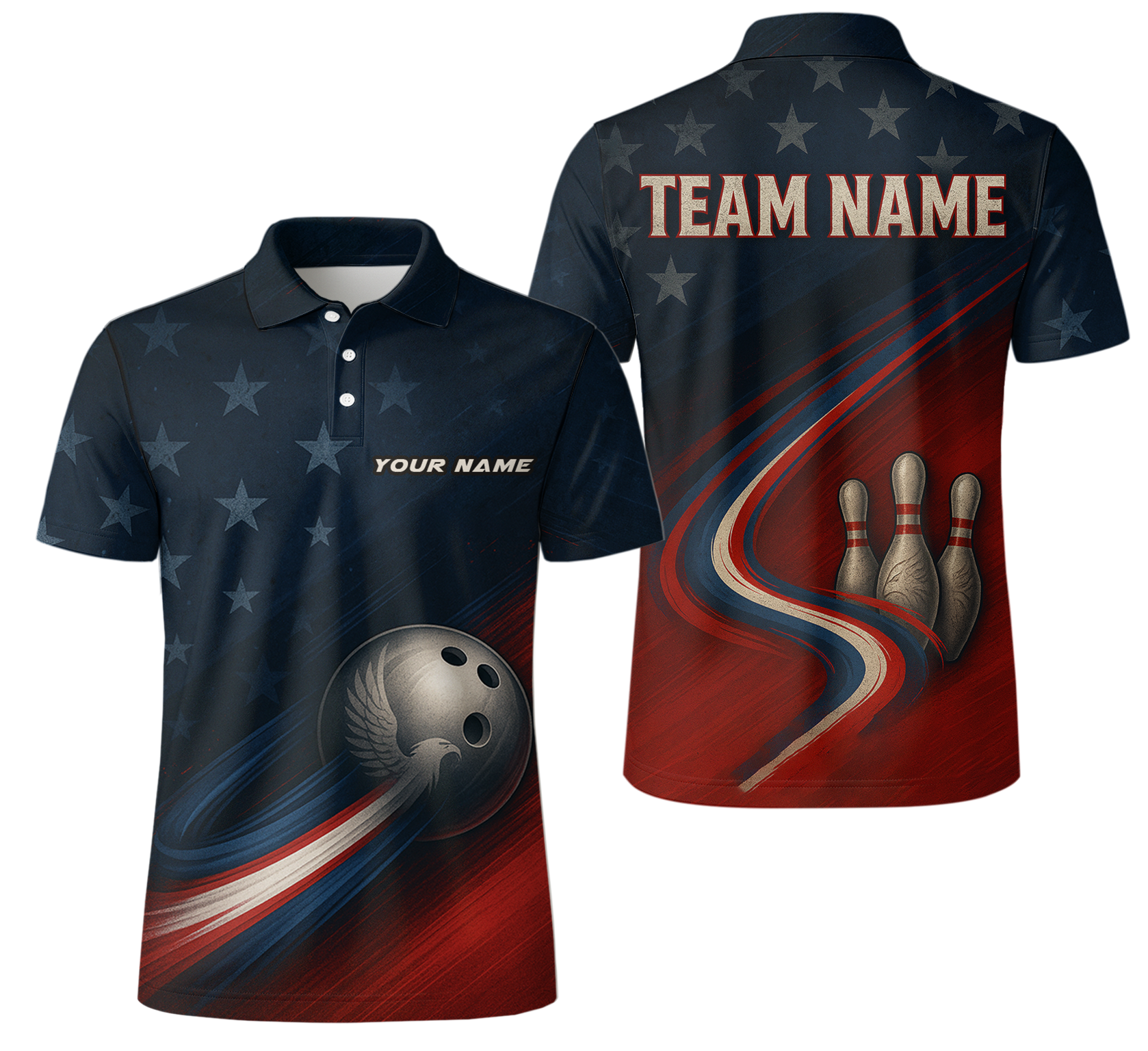 Stars Stripes Patriotic Eagle Bowling Jersey