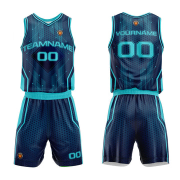 Custom Basketball Jersey Uniform Suit Printed Your Logo Name Number Navy-Teal