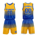 Custom Basketball Jersey Uniform Suit Printed Your Logo Name Number Blue-Yellow