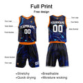 Custom Basketball Jersey Uniform Suit Printed Your Logo Name Number Navy-Orange