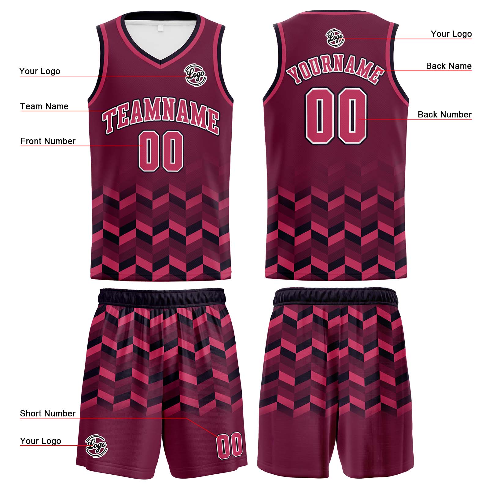 Custom Plum Red Basketball Jersey Uniform Suit Printed Your Logo Name Number