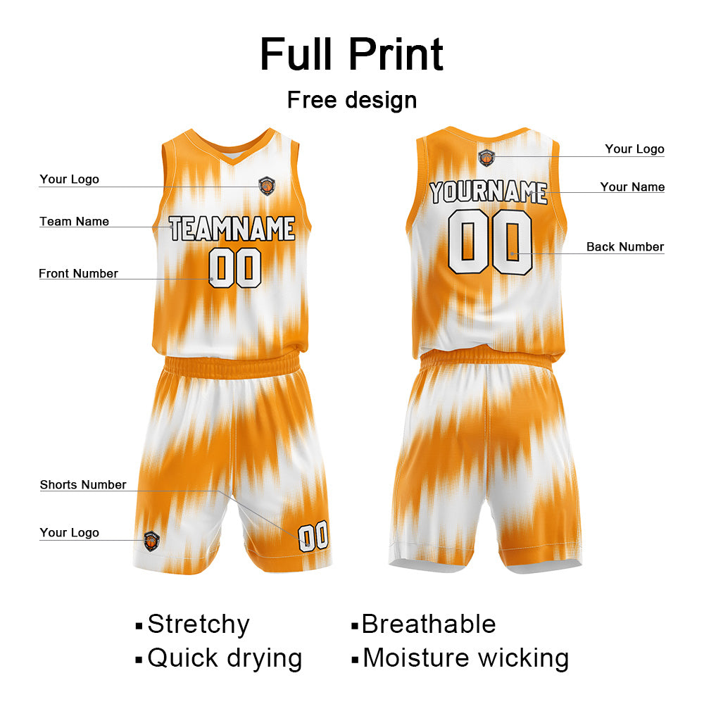 Custom Basketball Jersey Uniform Suit Printed Your Logo Name Number Orange