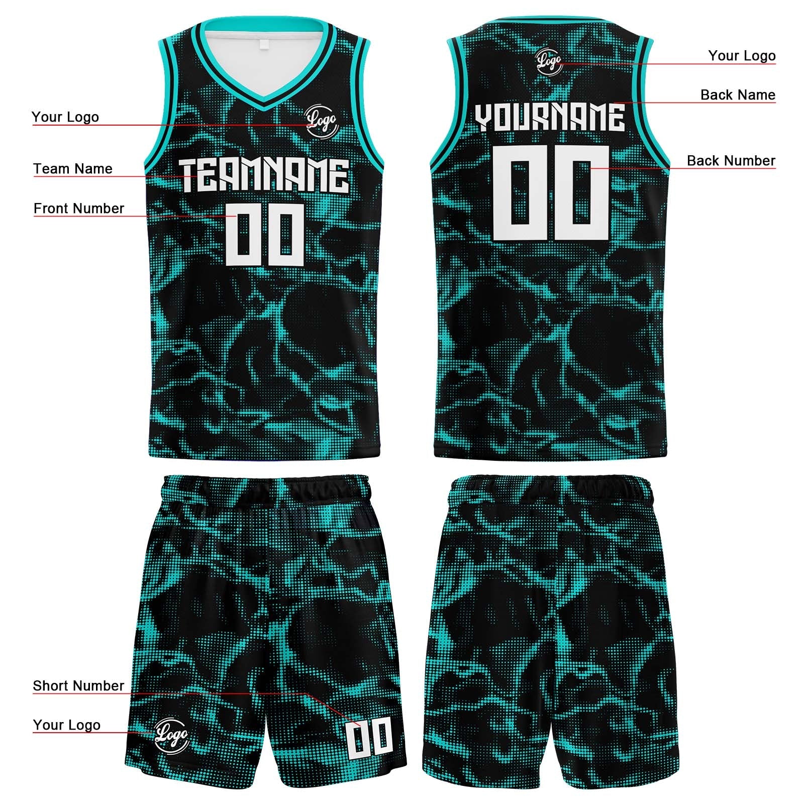 Custom Black Teal Basketball Jersey Uniform Suit Printed Your Logo Name Number