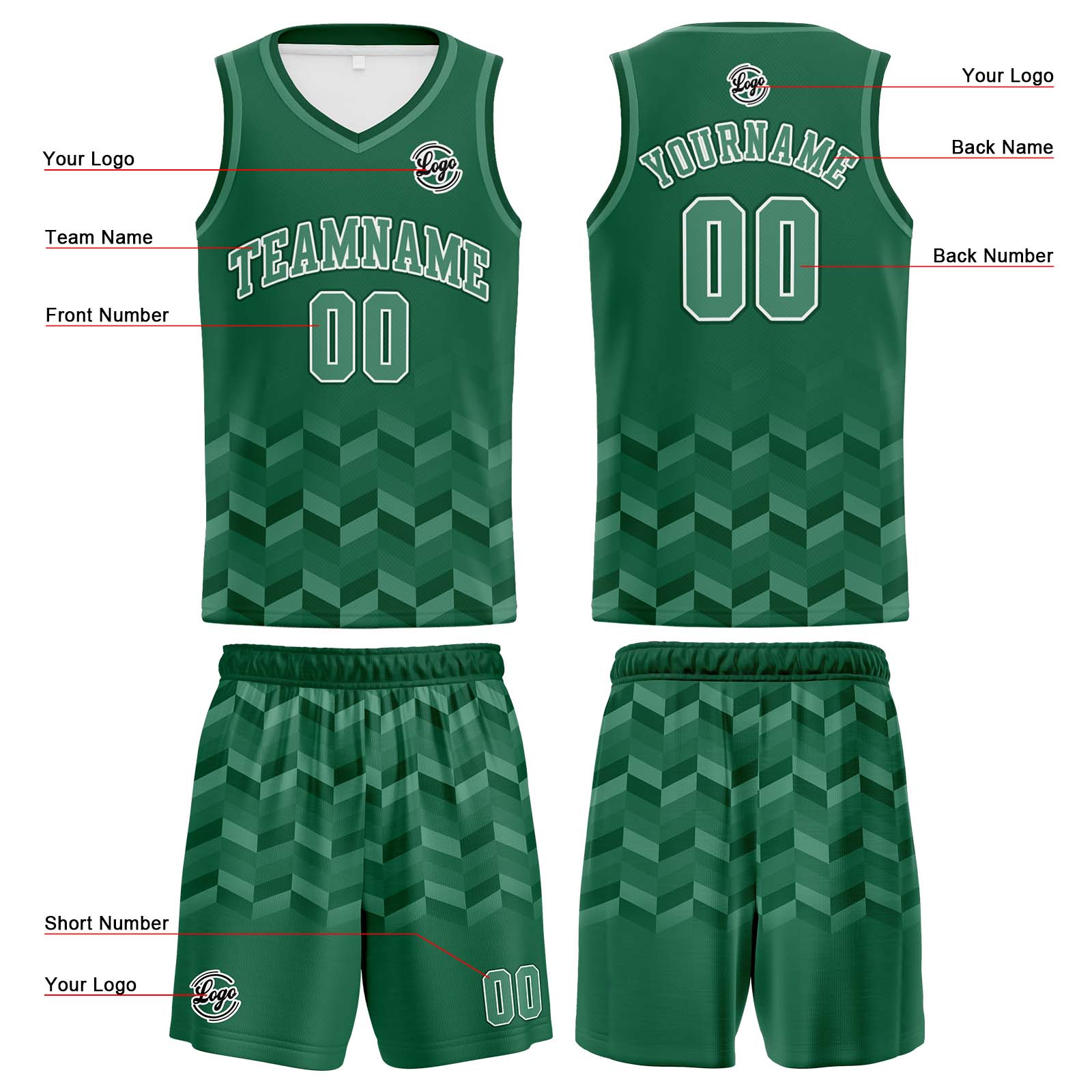 Custom Green Basketball Jersey Uniform Suit Printed Your Logo Name Number