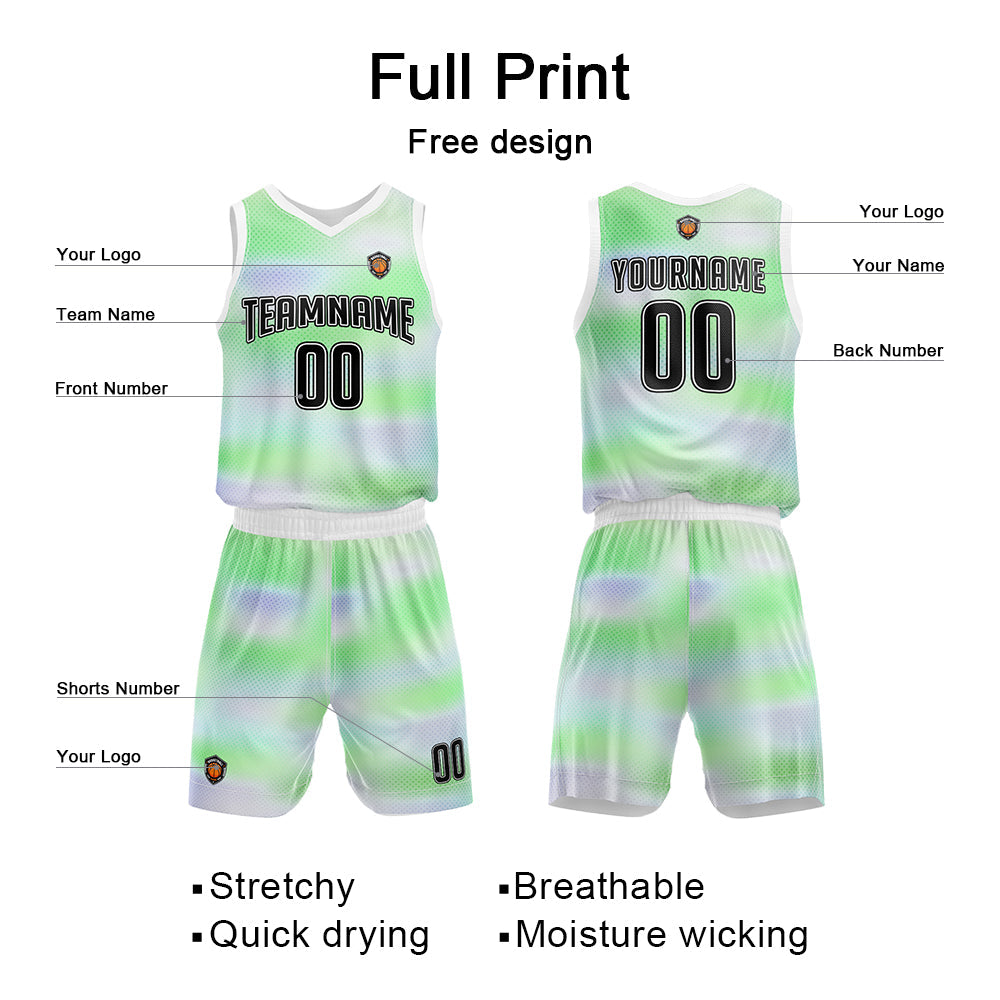 Custom Basketball Jersey Uniform Suit Printed Your Logo Name Number Green