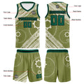 Custom Khaki Green Basketball Jersey Uniform Suit Printed Your Logo Name Number