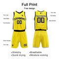 Custom Basketball Jersey Uniform Suit Printed Your Logo Name Number Yellow
