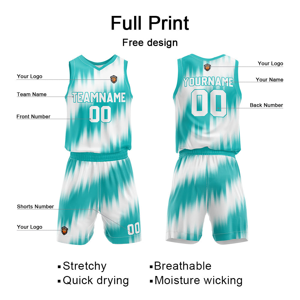 Custom Basketball Jersey Uniform Suit Printed Your Logo Name Number Teal
