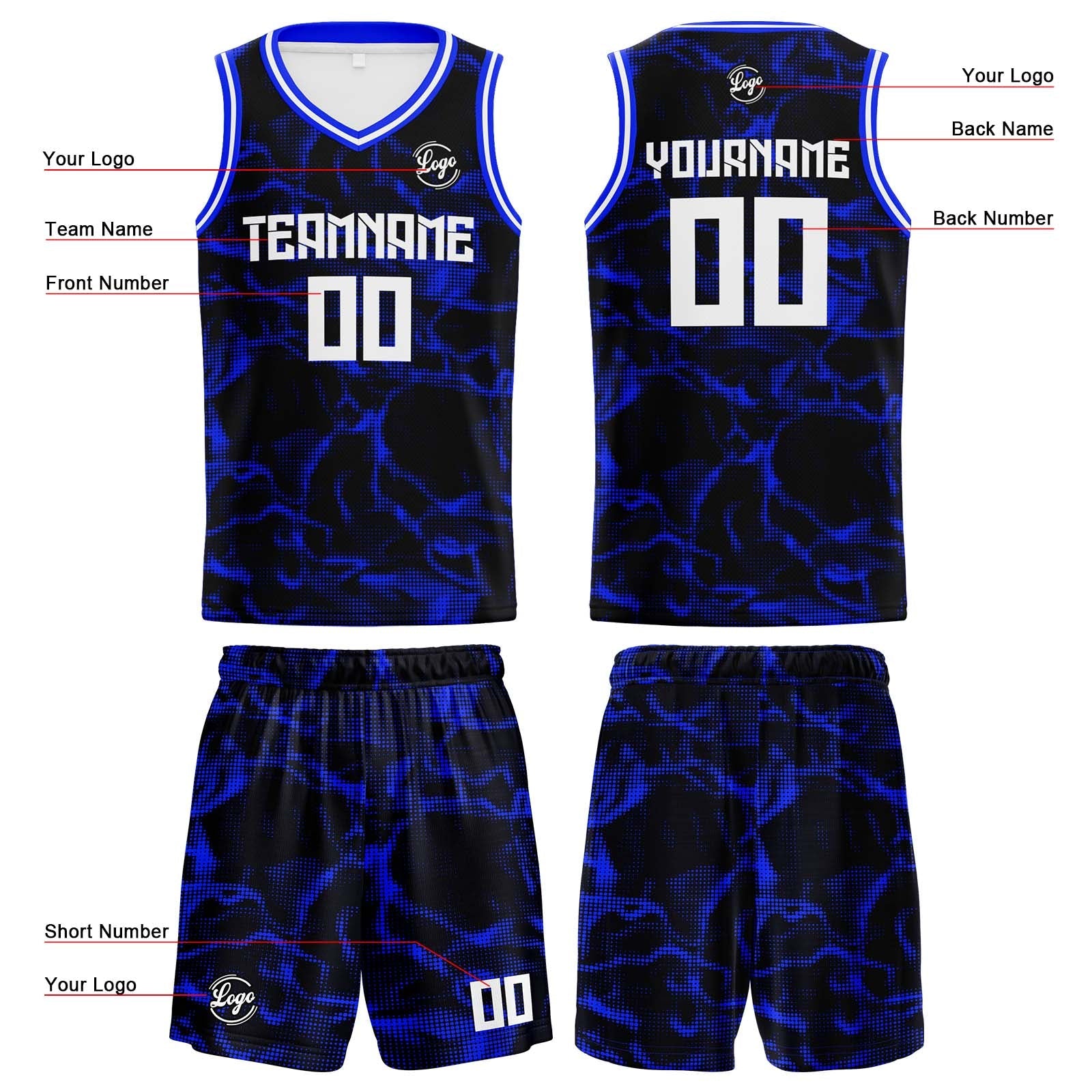 Custom Navy Royal Basketball Jersey Uniform Suit Printed Your Logo Name Number