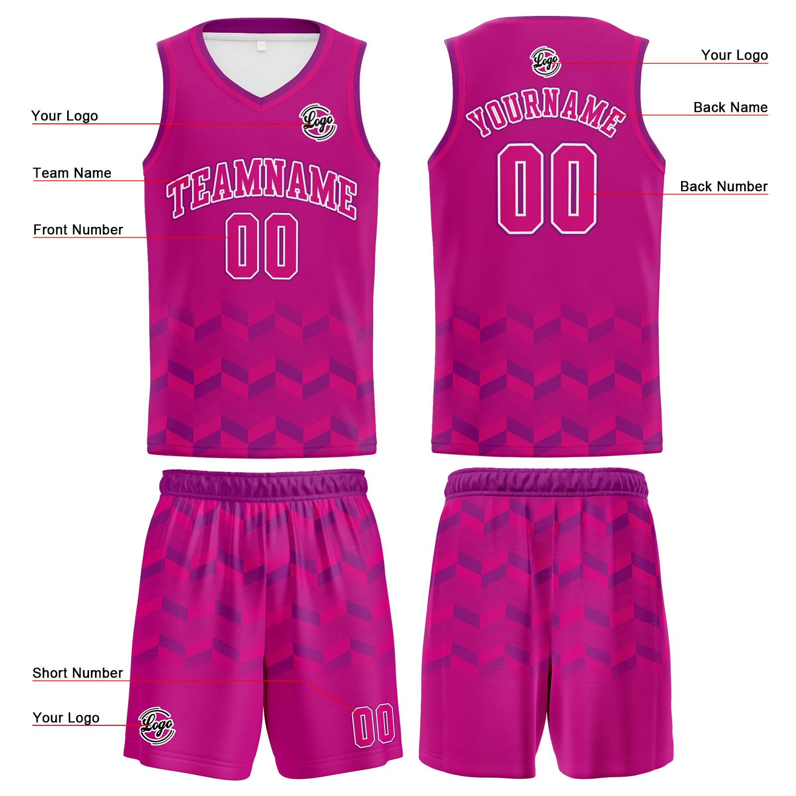 Custom Dark Pink Basketball Jersey Uniform Suit Printed Your Logo Name Number