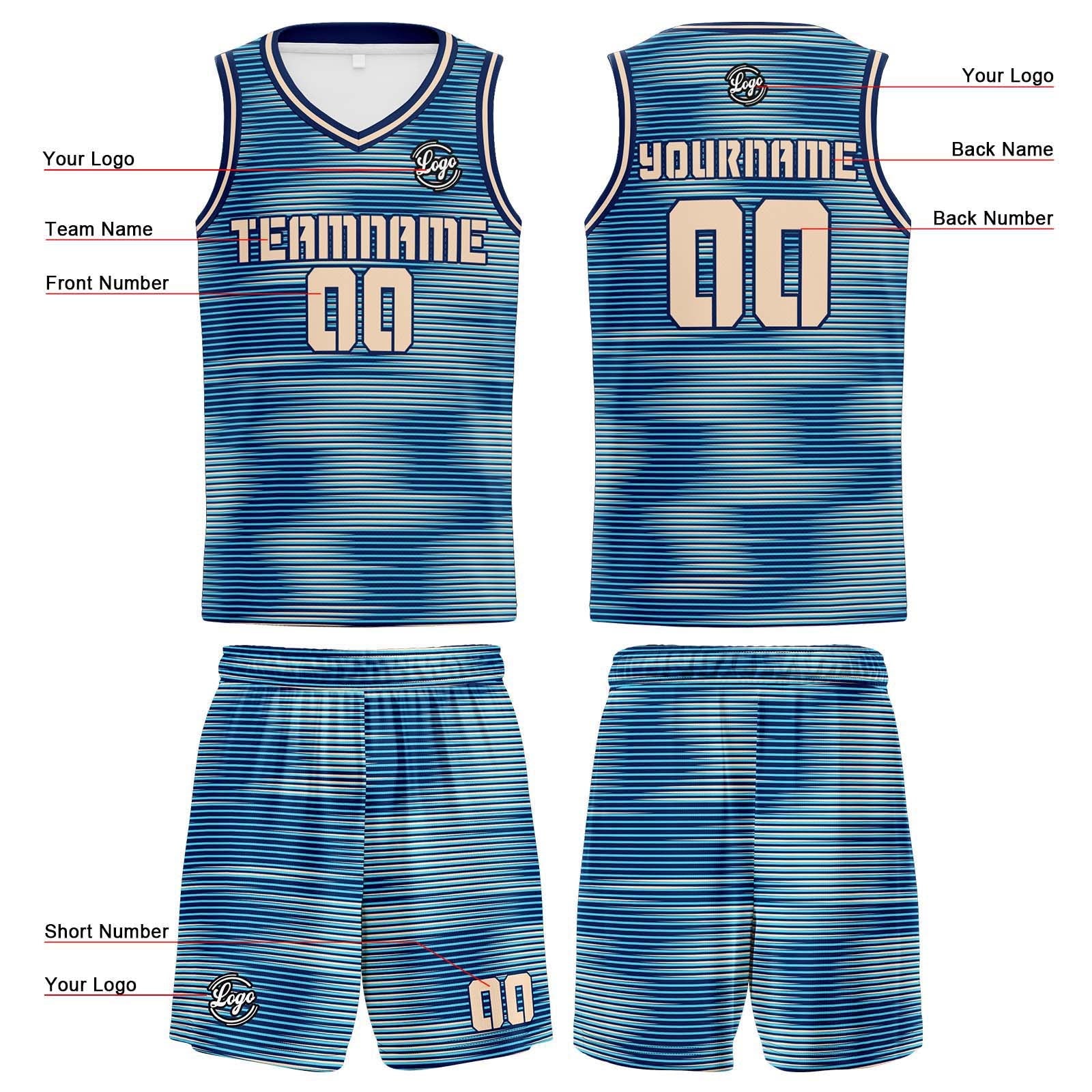 Custom Navy Cream Basketball Jersey Uniform Suit Printed Your Logo Name Number