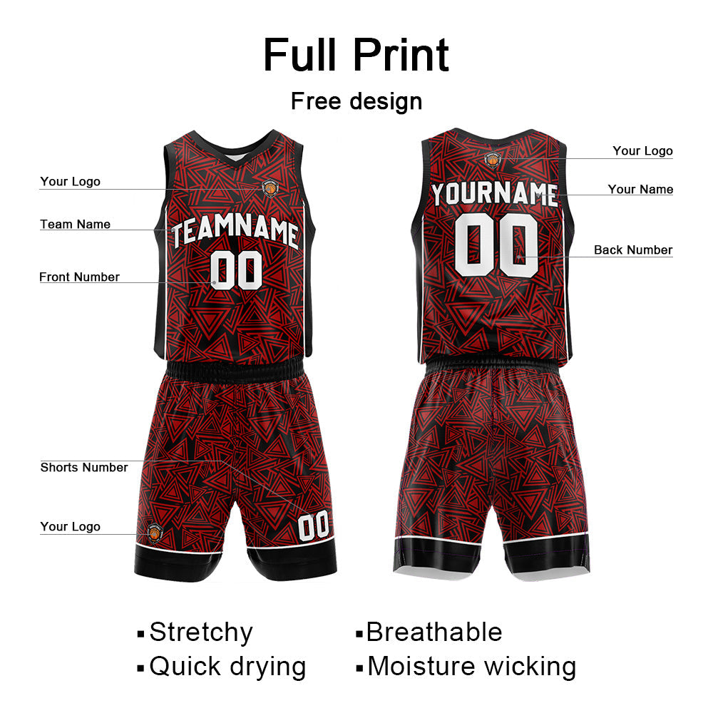 Custom Basketball Jersey Uniform Suit Printed Your Logo Name Number Red