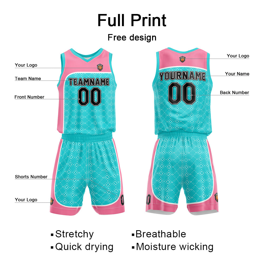 Custom Basketball Jersey Uniform Suit Printed Your Logo Name Number Pink