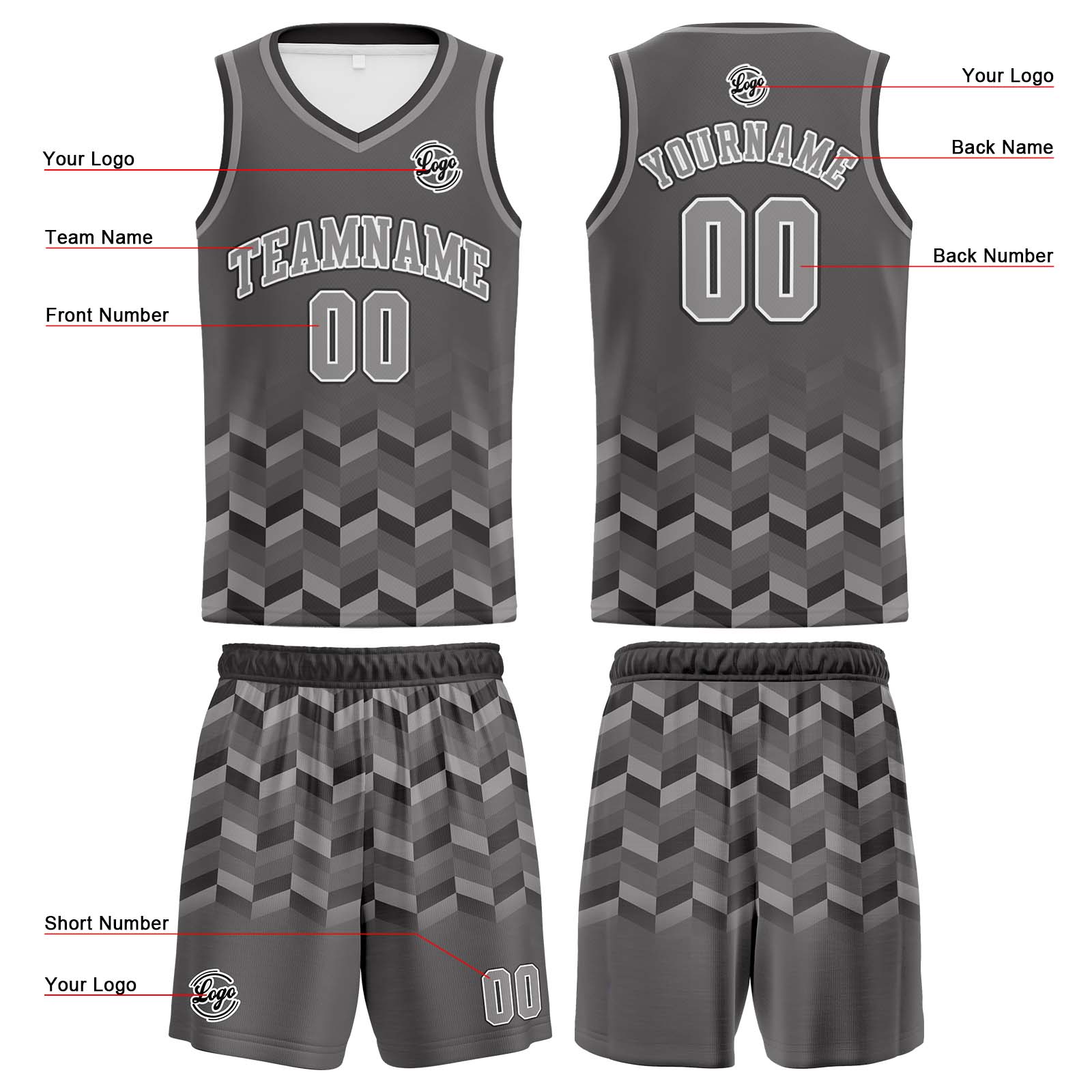 Custom Grey Basketball Jersey Uniform Suit Printed Your Logo Name Number
