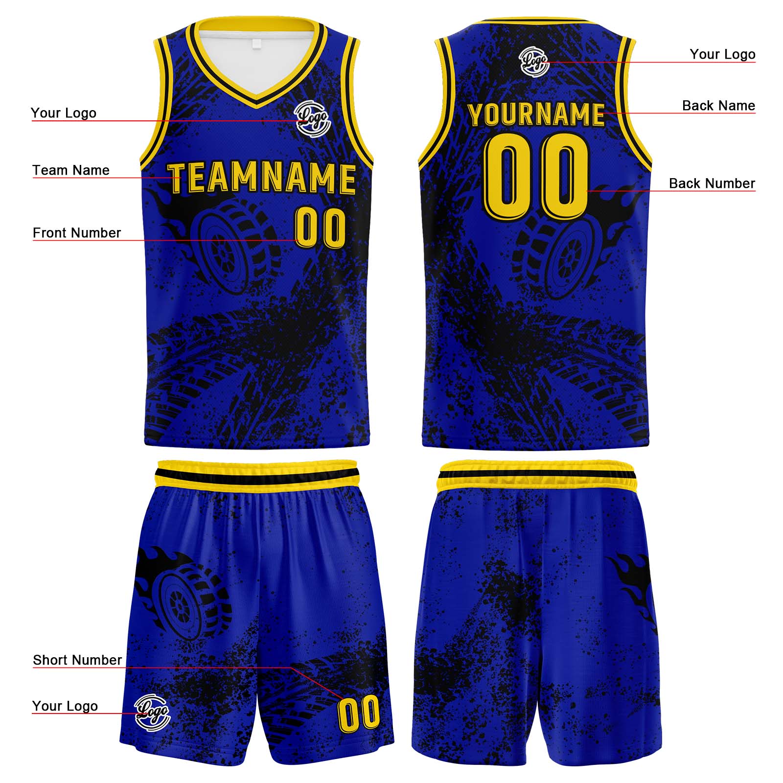 Custom Royal Basketball Jersey Uniform Suit Printed Your Logo Name Number