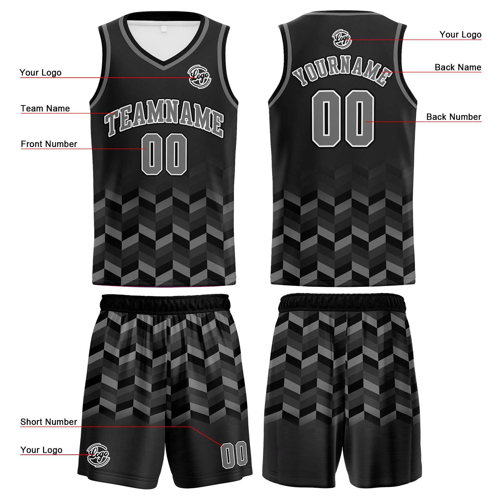 Custom Drak Grey Basketball Jersey Uniform Suit Printed Your Logo Name Number