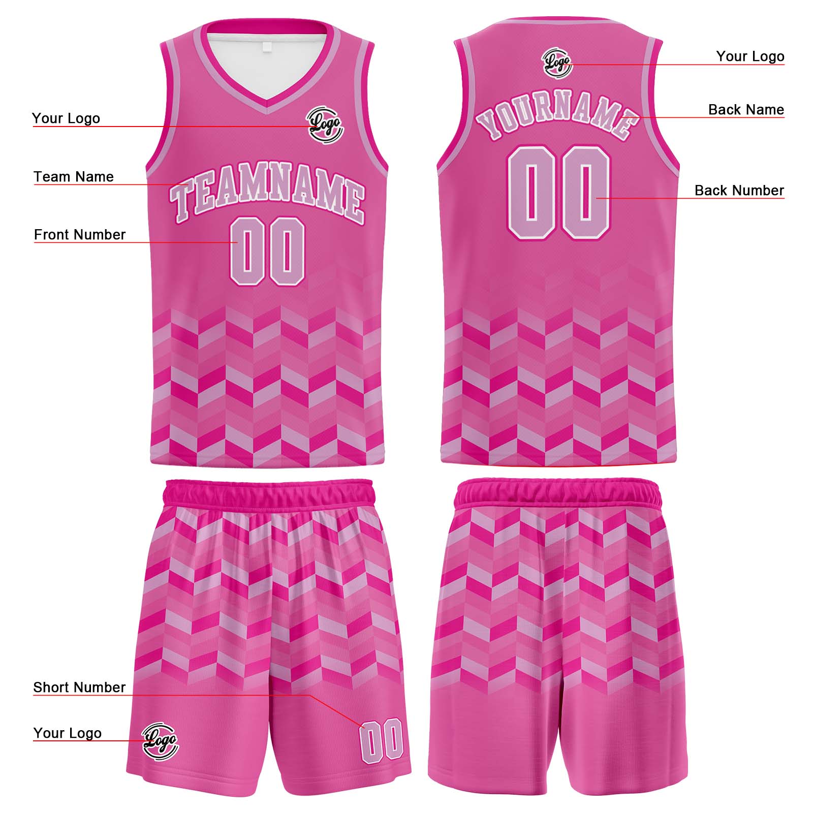 Custom Pink Basketball Jersey Uniform Suit Printed Your Logo Name Number