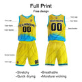 Custom Yellow Blue Basketball Jersey Uniform Suit Printed Your Logo Name Number