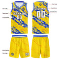 Custom Yellow Blue Basketball Jersey Uniform Suit Printed Your Logo Name Number
