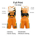 Custom Orange Basketball Jersey Uniform Suit Printed Your Logo Name Number