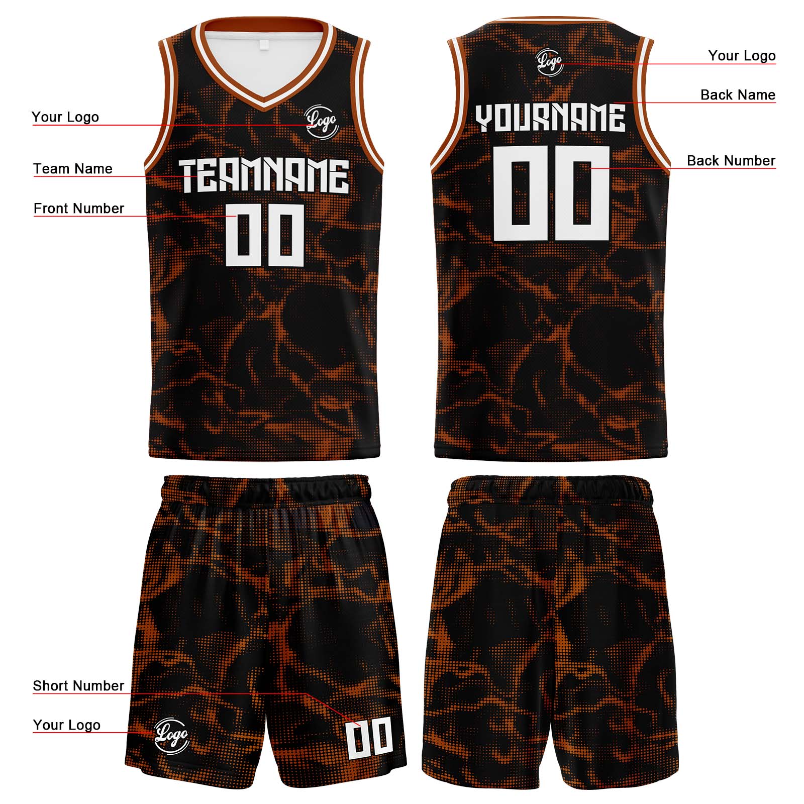 Custom Black Brown Basketball Jersey Uniform Suit Printed Your Logo Name Number