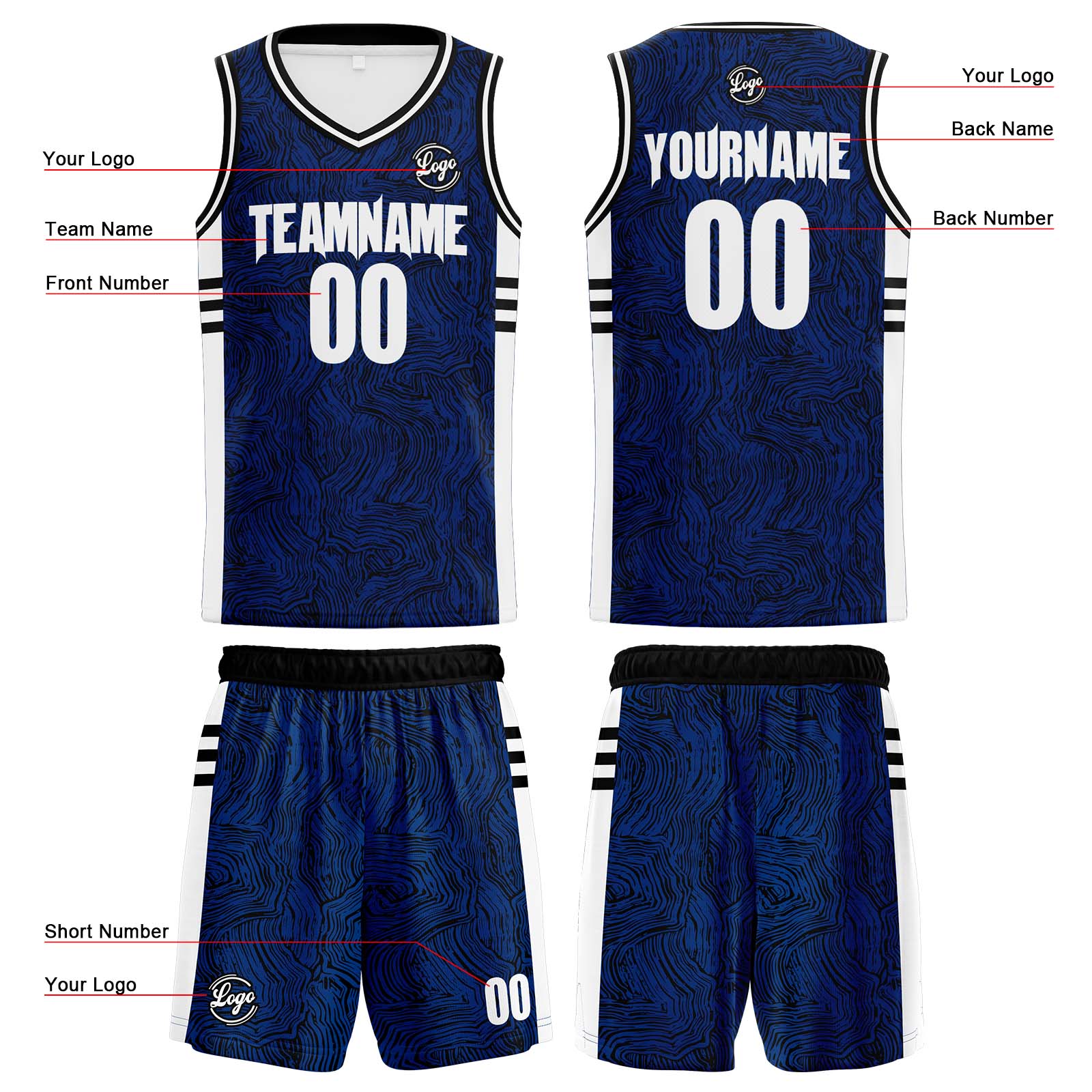 Custom Black Blue Basketball Jersey Uniform Suit Printed Your Logo Name Number