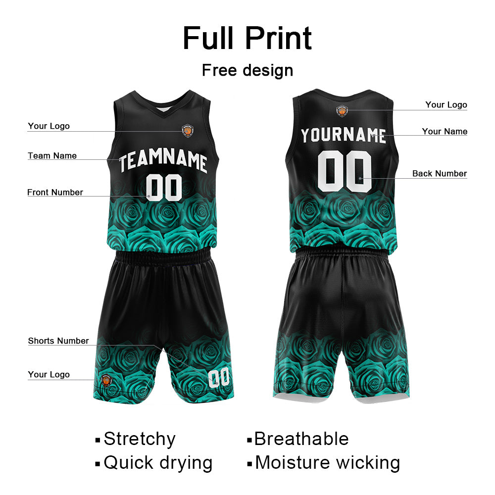 Custom Basketball Jersey Uniform Suit Printed Your Logo Name Number Green