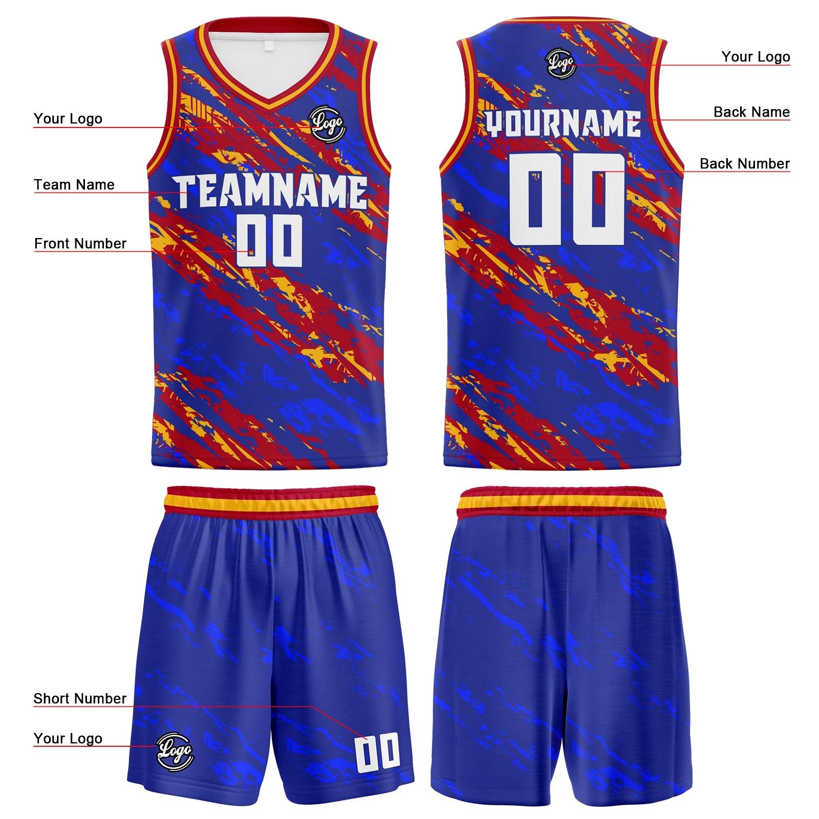 Custom Royal Red Basketball Jersey Uniform Suit Printed Your Logo Name Number