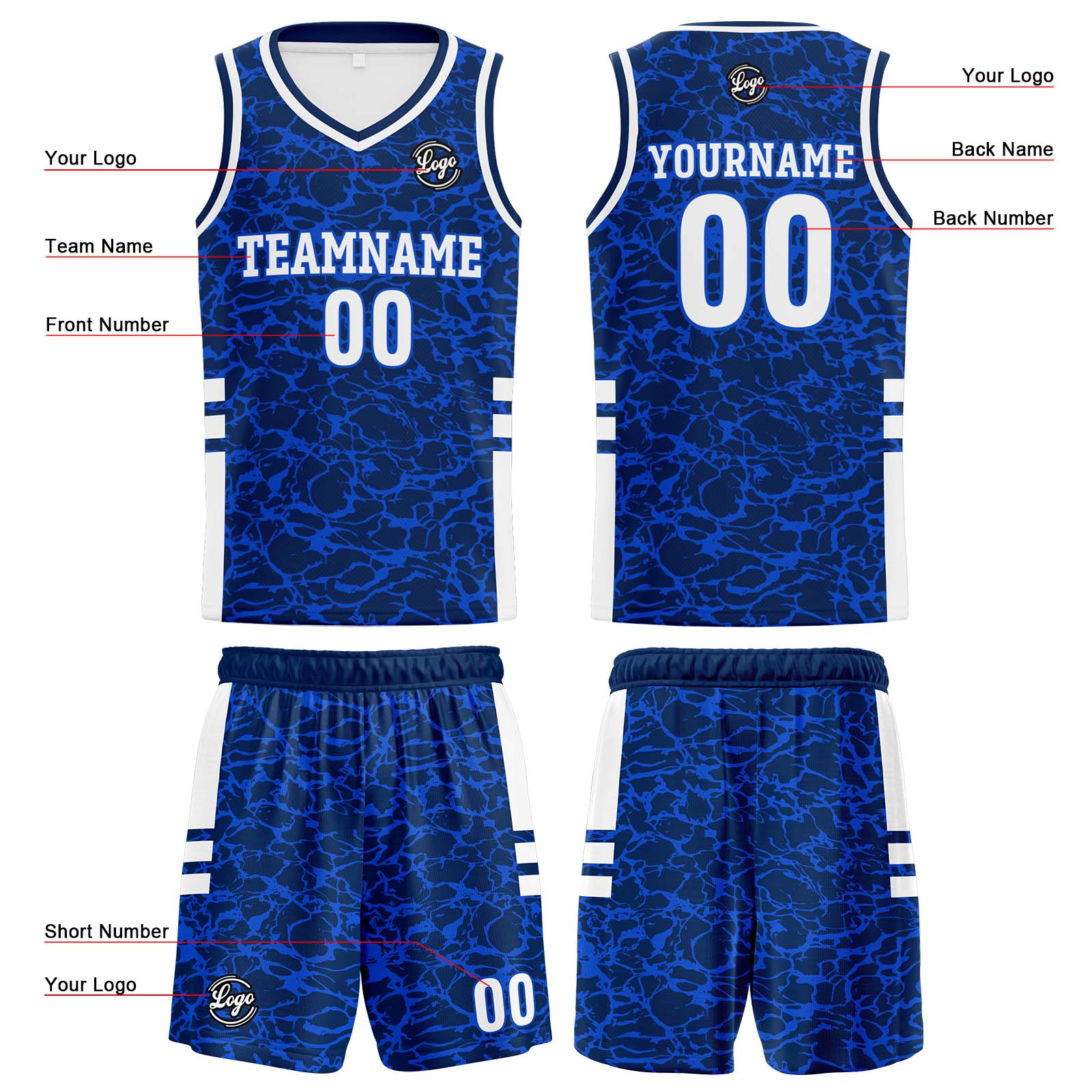 Custom Royal Basketball Jersey Uniform Suit Printed Your Logo Name Number