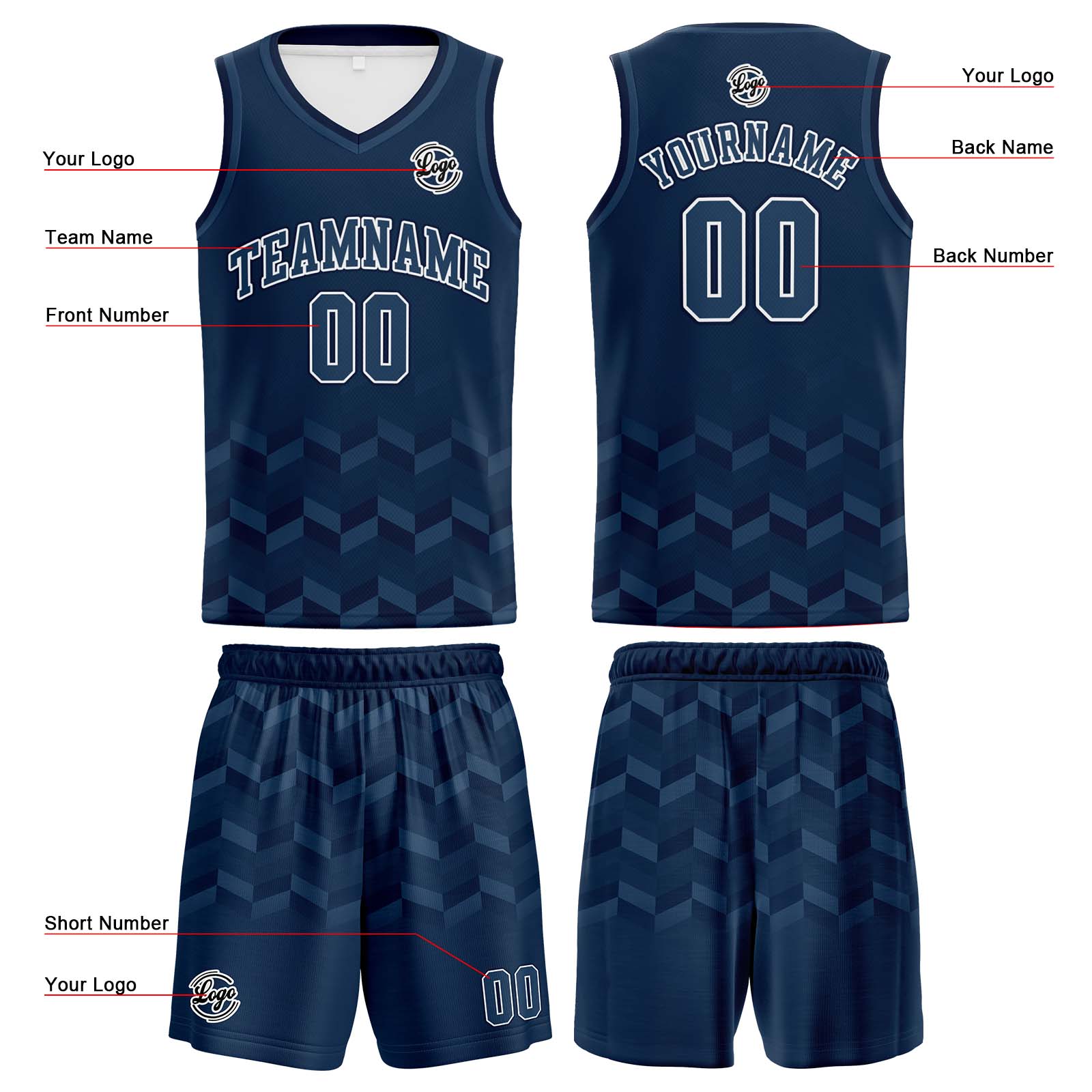 Custom Navy Basketball Jersey Uniform Suit Printed Your Logo Name Number