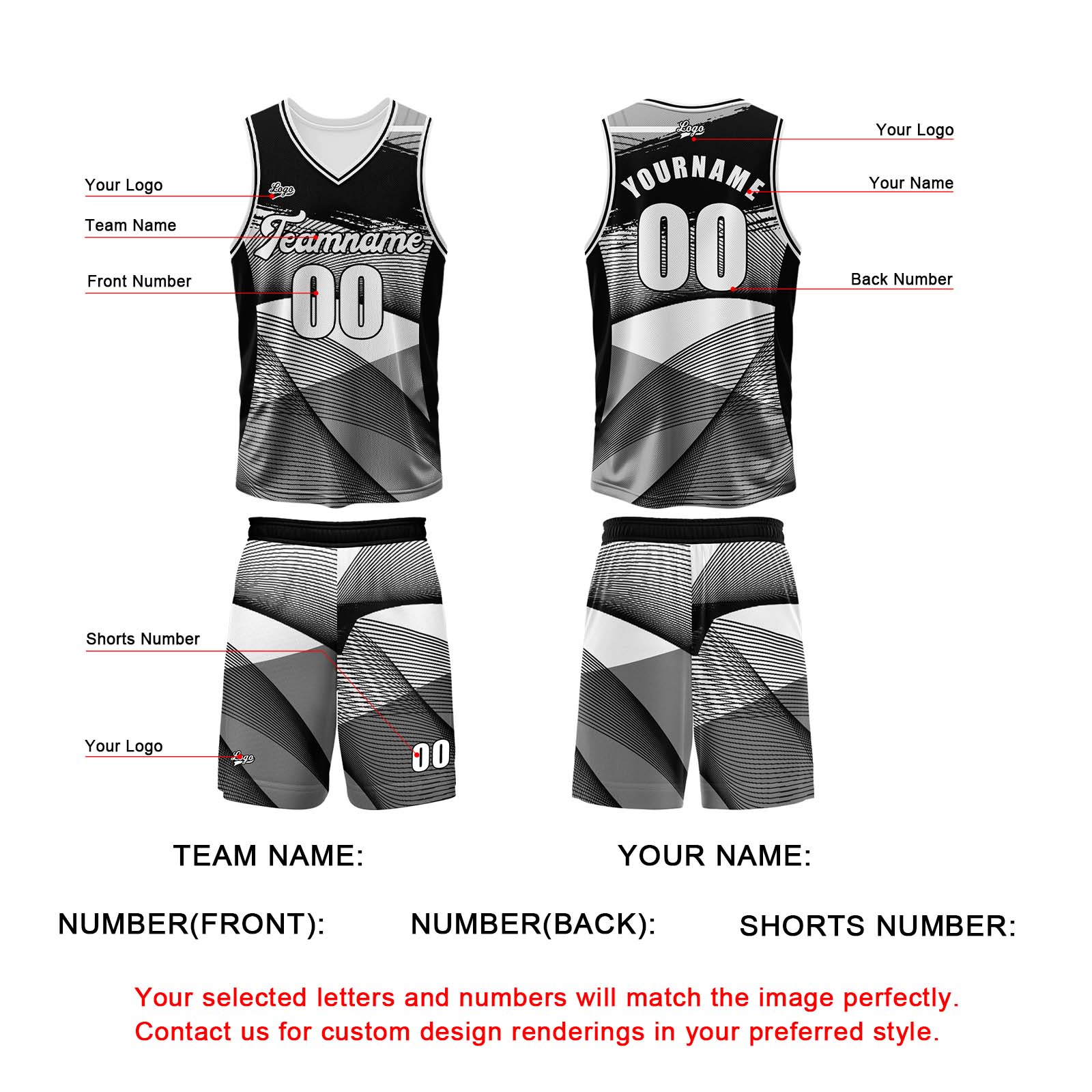 Custom Black Basketball Jersey Uniform Suit Printed Your Logo Name Number