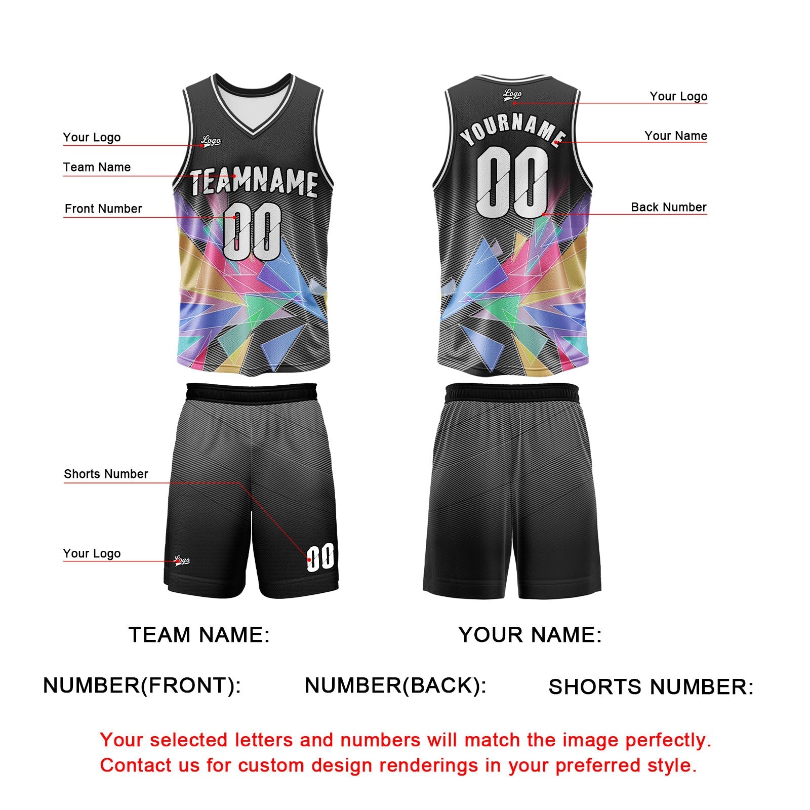 Custom Black Basketball Jersey Uniform Suit Printed Your Logo Name Number