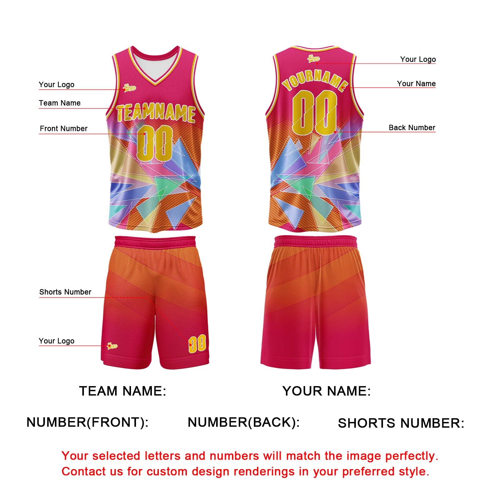 Custom Orange Red Basketball Jersey Uniform Suit Printed Your Logo Name Number