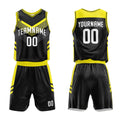 Custom Basketball Jersey Uniform Suit Printed Your Logo Name Number Black-Yellow