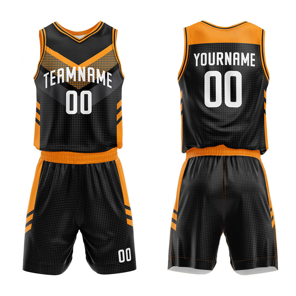 Custom Basketball Jersey Uniform Suit Printed Your Logo Name Number Black-Orange